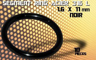 lot de 10 segment ring 1.6 x 11 - acier 316 l anodise noir