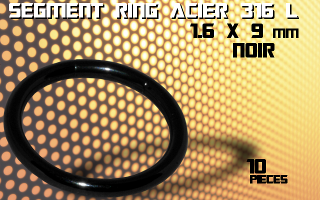 lot de 10 segment ring 1.6 x 9 - acier 316 l anodise noir