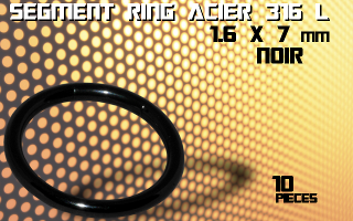 lot de 10 segment ring 1.6 x 7 - acier 316 l anodise noir