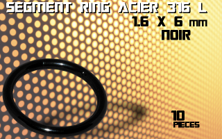 lot de 10 segment ring 1.6 x 6 - acier 316 l anodise noir
