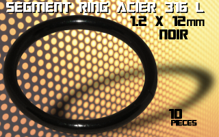 lot de 10 segment ring 1.2 x 12 - acier 316 l anodise noir