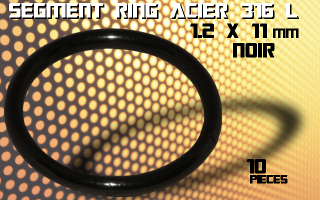 lot de 10 segment ring 1.2 x 11 - acier 316 l anodise noir