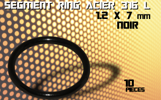 lot de 10 segment ring 1.2 x 7 - acier 316 l anodise noir