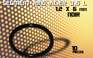 lot de 10 segment ring 1.2 x 6 - acier 316 l anodise noir