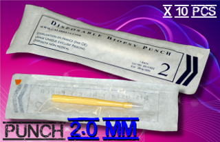 Punchs Calibre 14 - diametre 2 mm - Sterilise en France . Tout comme Kaï - Miltex, sauf le prix !