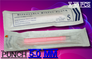 Punchs Calibre 14 - diametre 5 mm - Sterilise en France . Tout comme Kaï - Miltex, sauf le prix !