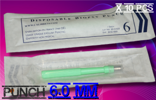 Punchs Calibre 14 - diametre 6 mm - Sterilise en France . Tout comme Kaï - Miltex, sauf le prix !