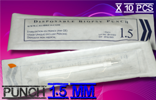 Punchs Calibre 14 - diametre 1.5 mm - Sterilise en France . Tout comme Kaï - Miltex, sauf le prix !
