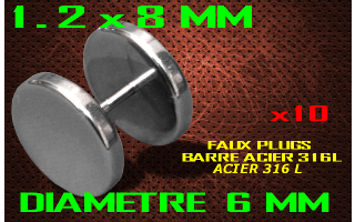 faux elargisseur acier 316L - barre acier 1.2 x 6 - diametre 6 mm