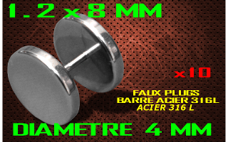 faux elargisseur acier 316L - barre acier 1.2 x 6 - diametre 4 mm