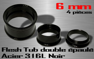 Lot de 4 flesh tub vissable double epaule acier 316 L noir - diametre 6 mm