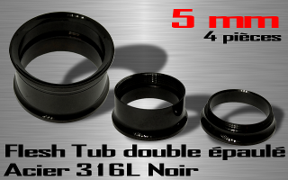 Lot de 4 flesh tub vissable double epaule acier 316 L noir - diametre 5 mm