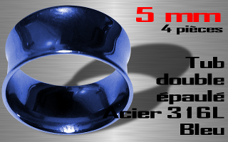 Lot de 4 flesh tub double epaule acier 316 L bleu - diametre 5 mm