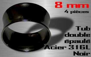 Lot de 4 fledh tub double epaule acier 316 L Noir - diametre 8 mm