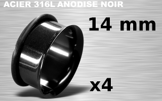 lot de 4 flesh tub acier 316 l noir - 14 mm