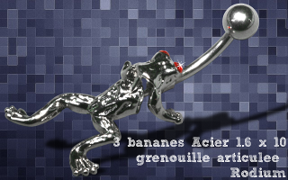 Lot de 3 bananes acier 1.6 x 10 - grenouille rodium