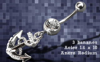 Lot de 3 bananes acier 1.6 x 10 - ancre rodium