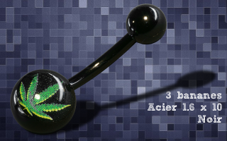Lot de 3 bananes acier noir 1.6 x 10 - logo cannabis