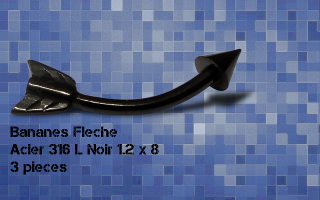 Lot de 3 bananes Acier Noir 1.2 x 8 fleche