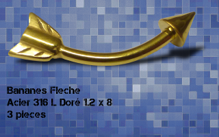 Lot de 3 bananes Acier Or 1.2 x 8 fleche