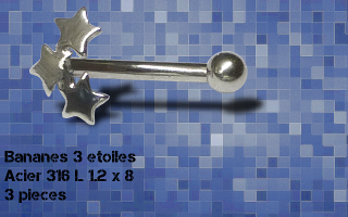 Lot de 3 bananes Acier etoile 1.2 x 8