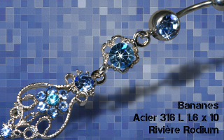 Lot de 3 bananes acier 1.6 x 10 - pendentif rodium