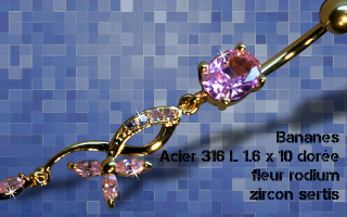 Lot de 3 bananes acier dore 1.6 x 10 - endentif rodium - strass sertis