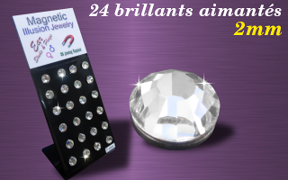 Presentoir de 24 brillants aimantes diametre 2 mm