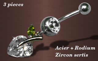 Lot de 3 bananes acier + rodium zircon sertis cristal