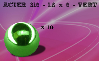 Lot de 10 boules 1.6 x 6 - acier Vert
