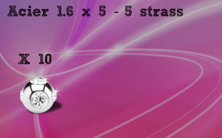 Lot de 10 boules acier multi strass 1.6 x 6 - strass cristal