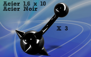 Lot de 3 banane 1.6 x 10 acier Noir