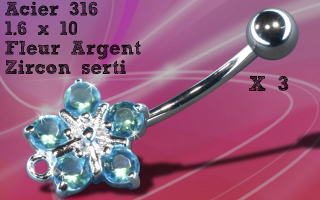 Lot de 3 bananes acier 1.6 x 10 + argent 925 - zircon ciel serti