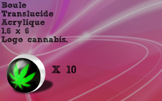 Lot de 10 boules acryliques translucides 1.6 x 6 -logo cannabis