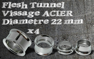 4 flesh tunnel acier 22 mm vissable