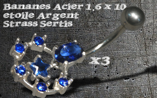 bananes acier 1.6 x 10 - argent - zircon serti