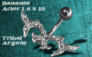 bananes acier 1.6 x 10 - tribal argent - zircon serti