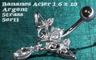bananes acier 1.6 x 10 - tribal argent articule - zircon serti