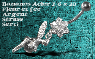 bananes acier 1.6 x 10 - fee argent articule - zircon serti