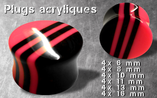 Lot de 24 plugs echancres acryliques rose fluo et noir