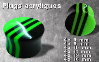 Lot de 24 plugs echancres acryliques vert et noir