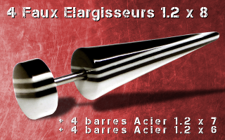 Lot de 4 faux elargisseurs noir et blanc 1.2 x 8 + 4 barres 1.2 x 6 + 4 barres 1.2 x 7