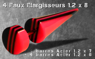 Lot de 4 faux elargisseurs noir et rose 1.2 x 8 + 4 barres 1.2 x 6 + 4 barres 1.2 x 7