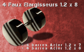 Lot de 4 faux elargisseurs noir et blanc 1.2 x 8 + 4 barres 1.2 x 6 + 4 barres 1.2 x 7