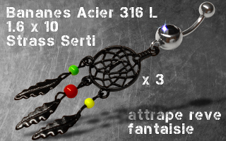 Lot de 3 bananes acier 1.6 x 10 - attrape reve fantaisie
