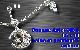 Lot de 2 bananes chaines acier 1.6 x 10 - chaine et pendentif fantaisie