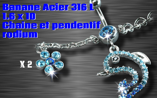 Lot de 2 bananes chaines acier 1.6 x 10 - chaine et pendentif fantaisie