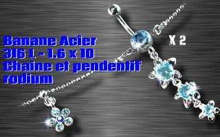 Lot de 2 bananes chaines acier 1.6 x 10 - chaine et pendentif fantaisie