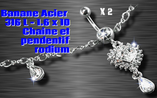 Lot de 2 bananes chaines acier 1.6 x 10 - chaine et pendentif fantaisie