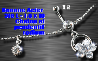 Lot de 2 bananes chaines acier 1.6 x 10 - chaine et pendentif fantaisie